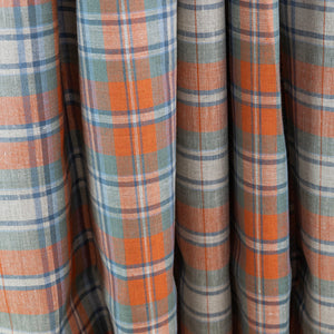 Orpiment Orange, Charleston Blue & White Furniture Check Linen - $16.00 yd. - Burnley & Trowbridge Co.