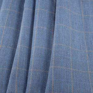 Indigo & Brown Cross Bar Checked Linen