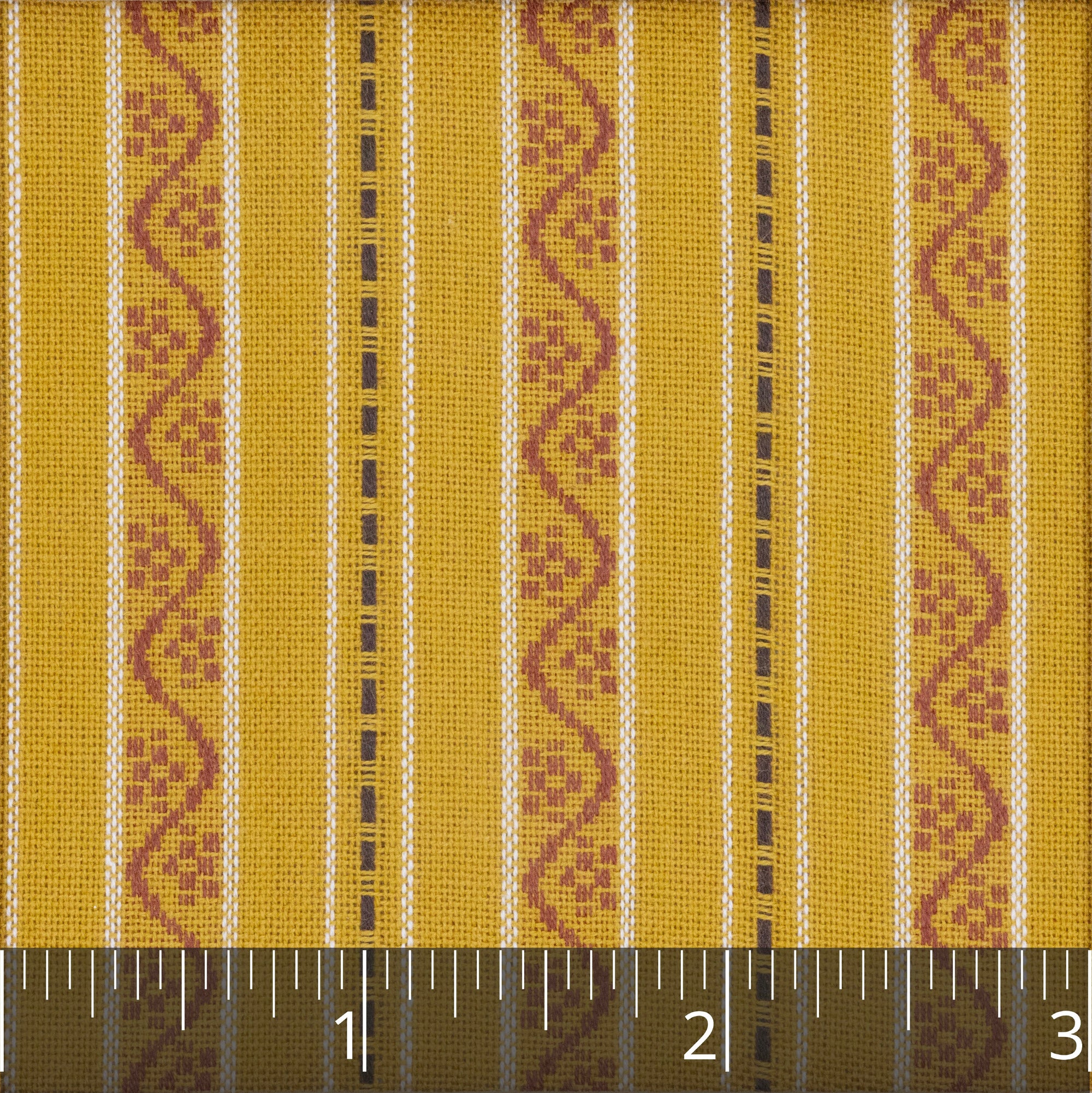 Mustard, Gold, & Dark Brown Striped Woven Cotton - $16.00 yd. - Burnley & Trowbridge Co.