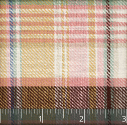 Pink, Off-White, Burgundy, and Pale Saxon Green Plaid Linen Linen - $16.00 yd. - Burnley & Trowbridge Co.