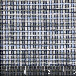 Blue, Natural, & Drab Olive Checked Linen, Drape - $16.00 yd. - Burnley & Trowbridge Co.