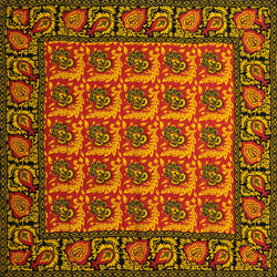 Red, Yellow & Black Flowered Silk Handkerchief - Burnley & Trowbridge Co.